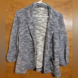 Navy/White‎ Knit dress cardigan/jacket Blazee One Button Office Pockets XL